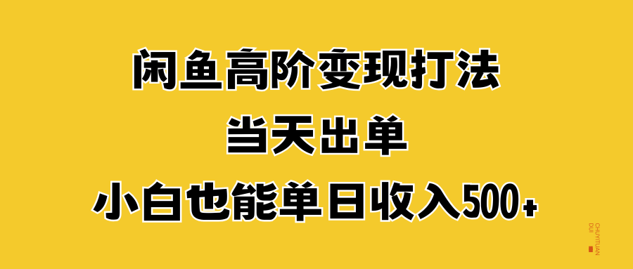 闲鱼高阶变现打法，当天出单，小白也能单日收入500+-副业金库