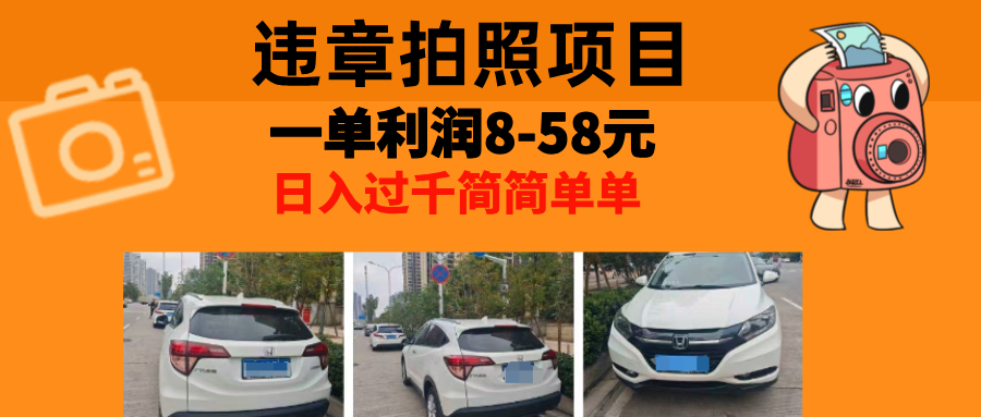 最强副业违章拍照，一单利润8-58元，全国大小城市都可做-副业金库