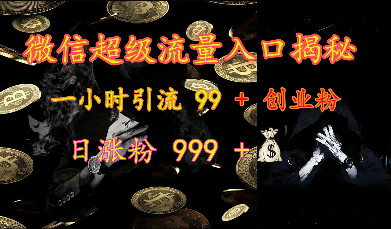 微信超级流量入口揭秘:一小时引流 99 + 创业粉,日涨粉 999 +【揭秘】-副业金库