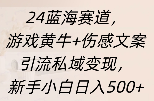 24蓝海赛道，游戏黄牛+伤感文案引流私域变现，新手日入500+-副业金库