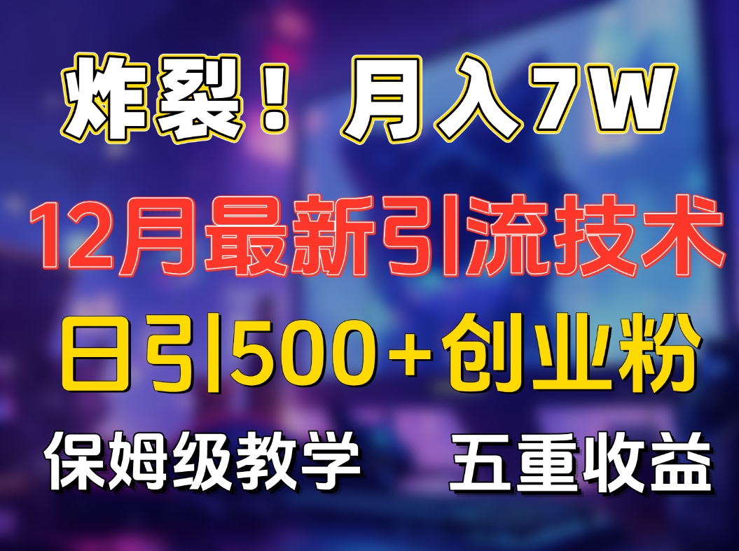 炸裂!月入7W+揭秘12月最新日引流500+精准创业粉,多重收益保姆级教学-副业金库
