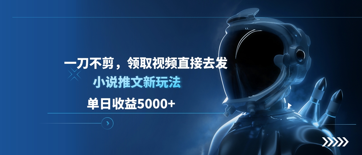 单日收益5000+，小说推文新玩法，一刀不剪，领取视频直接去发-副业金库