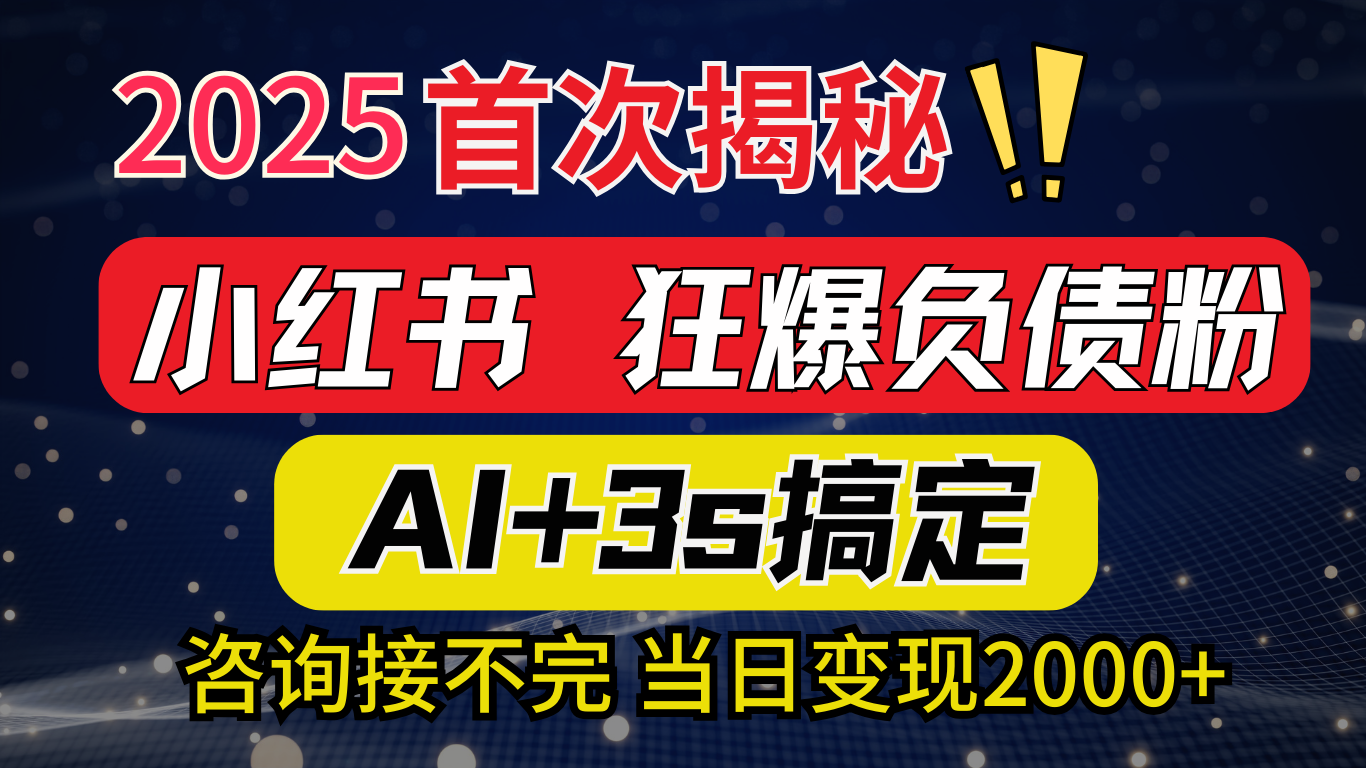2025引流天花板：最新小红书狂暴负债粉思路，咨询接不断，当日入2000+-副业金库
