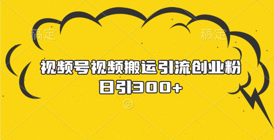 视频号视频搬运引流创业粉，日引300+-副业金库