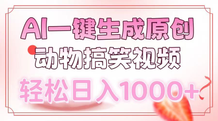 AI一键生成原创动物搞笑视频，轻松日入1000+-副业金库