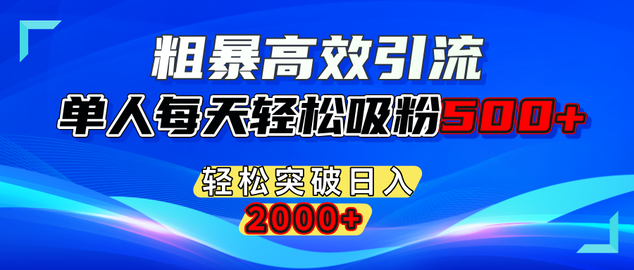 粗暴高效引流,单人每天轻松吸粉500+,轻松突破日入2000+-副业金库