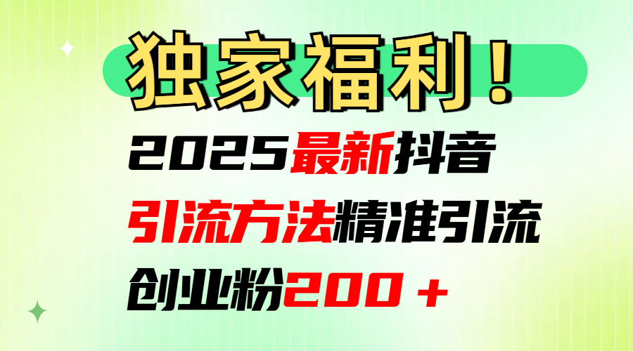 2025最新抖音引流方法每日精准引流创业粉200+-副业金库