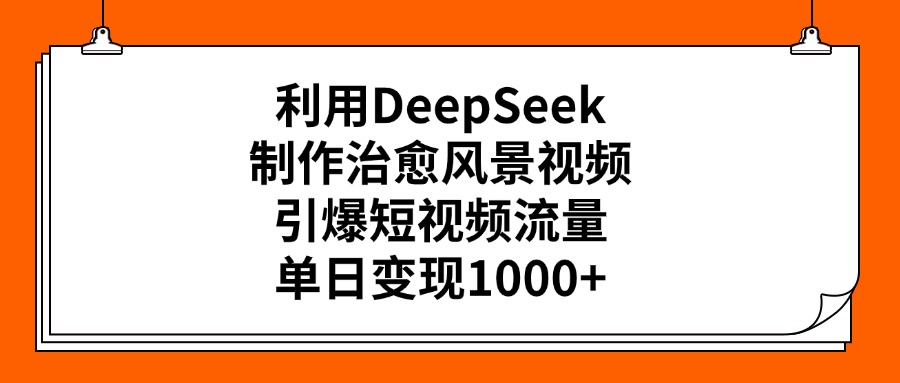 利用DeepSeek制作治愈风景视频，引爆短视频流量，单日变现1000+-副业金库