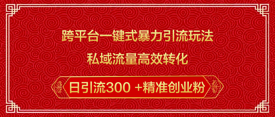 跨平台一键式暴力引流玩法,私域流量高效转化日引流300 +精准创业粉-副业金库