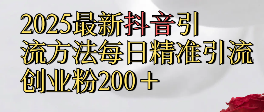 2025最新,抖音引流,方法每日精准引流创业粉300＋-副业金库