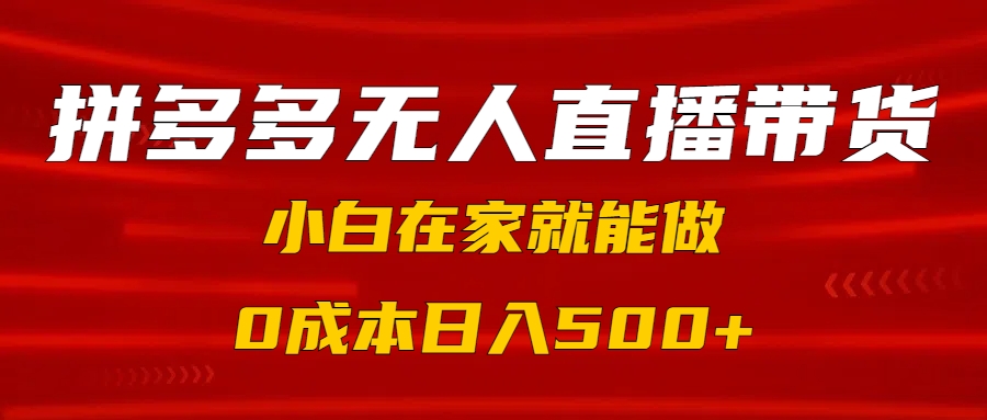 拼多多无人直播带货，小白在家就能做，0成本日入500+-副业金库