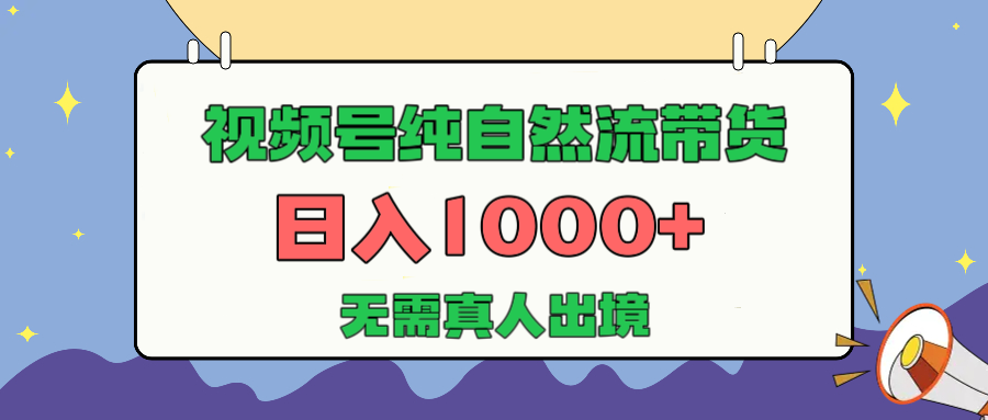 视频号纯自然流带货，日入1000+，无需真人出境，新手小白也可操作-副业金库