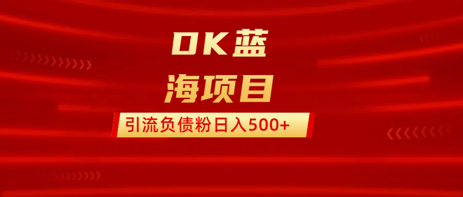 DK蓝海项目 通过,抖音,快手,小红书,引流负债粉日入500+-副业金库