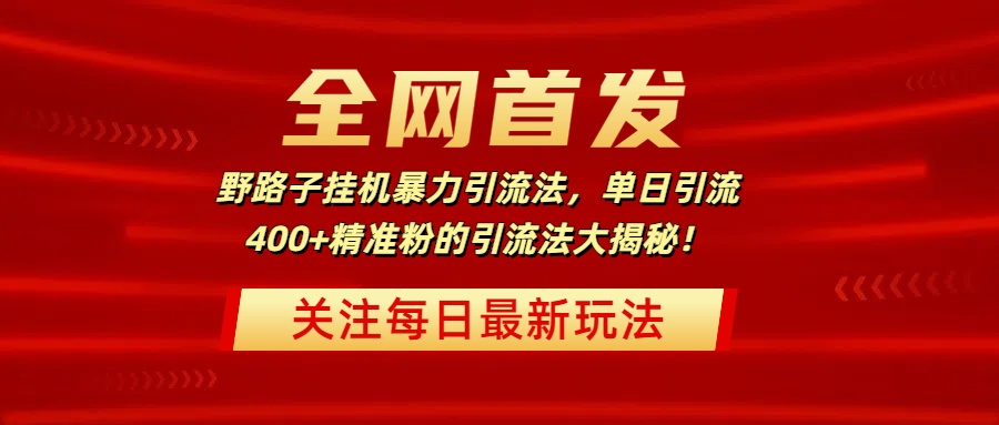 全网首发，野路子挂机暴力引流法，单日引流400+精准粉的引流法大揭秘！-副业金库