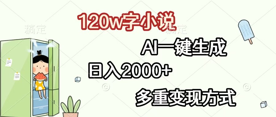 120w字小说，AI一键生成，日入2000+，多重变现方式-副业金库