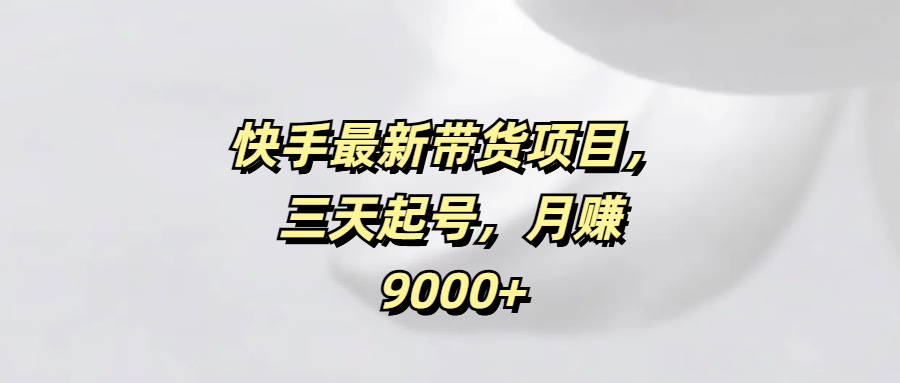 快手最新带货项目,三天起号,月赚9000+-副业金库