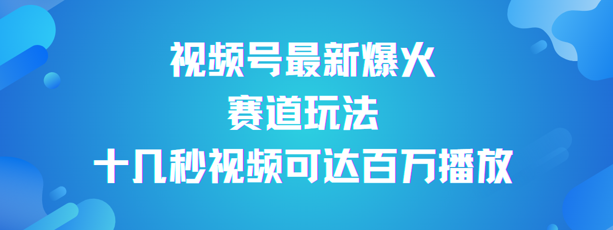 视频号最新爆火赛道玩法，流量巨大，视频制作简单，轻松月入数万-副业金库