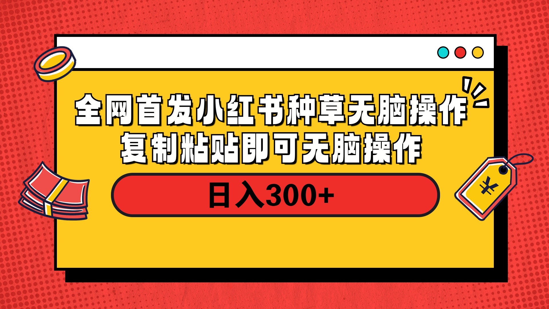 全网首发 小红书种草无脑操作复制黏贴即可 轻松日入300+-副业金库