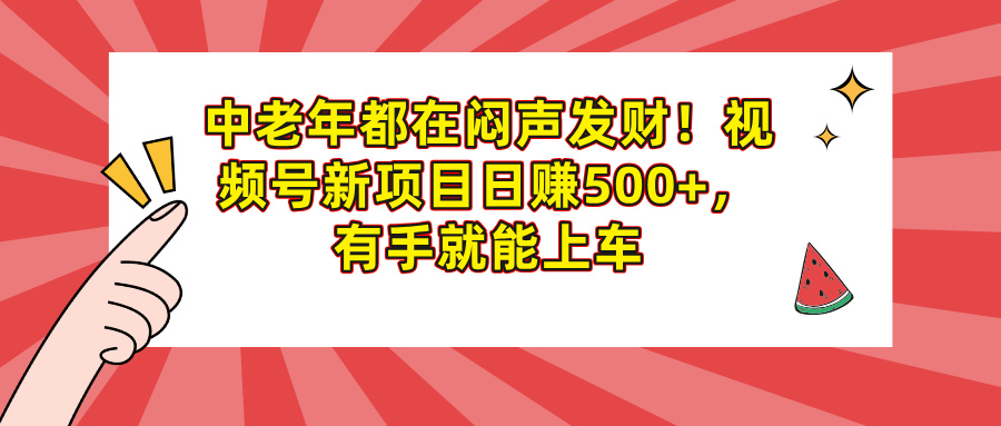 中老年都在闷声发财！视频号新项目日赚500+，有手就能上车-副业金库