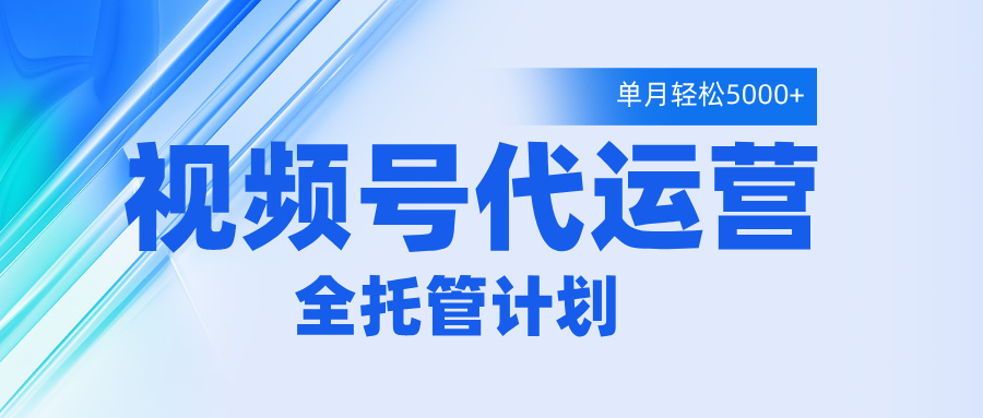 视频号代运营2.0，全程托管招募，单月轻松变现5000+-副业金库