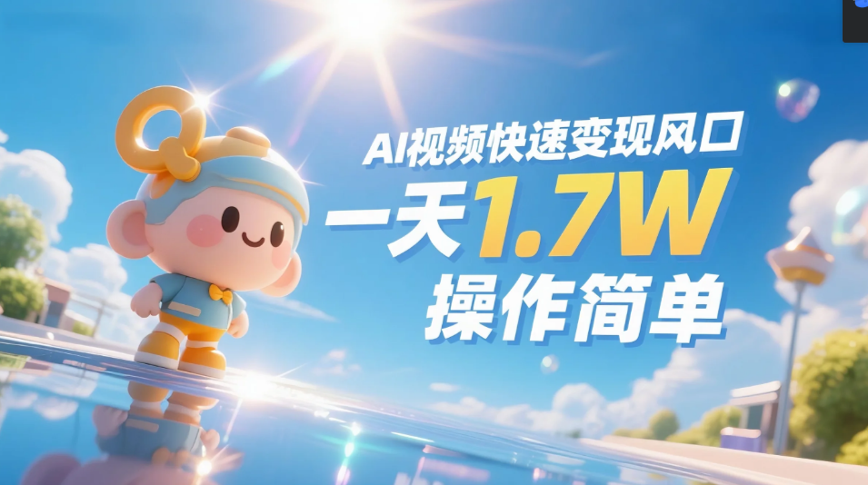 《Ai视频变现风口，一天1.7W，收入无上限，操作简单》-副业金库