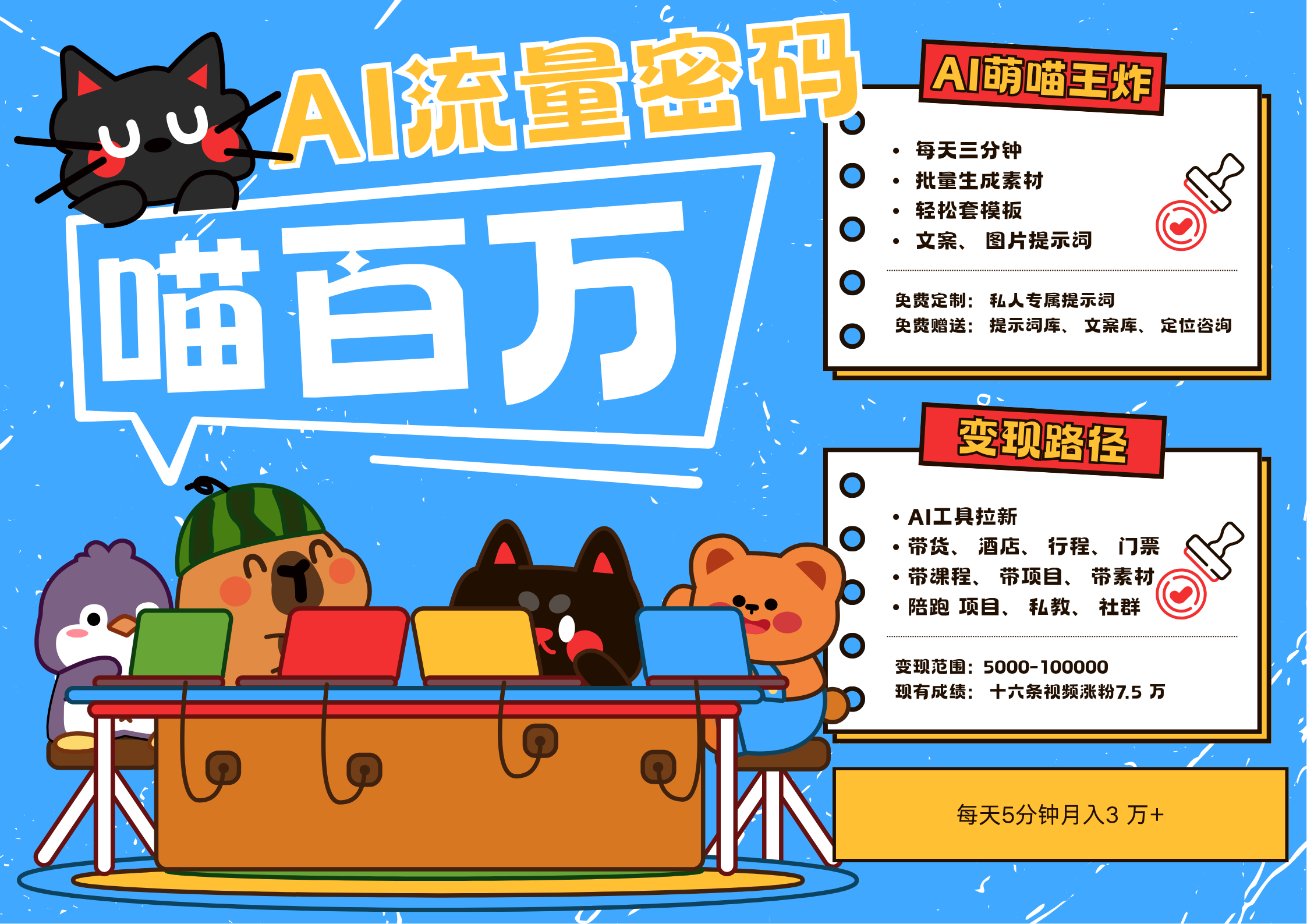 AI+宠物+旅行2025最火流量密码 轻松用AI宠物做文旅账号 可带货,带酒店,可以带行程,旅行社 小白三分钟学会 N种变现渠道 月入五位数 管道收益-副业金库