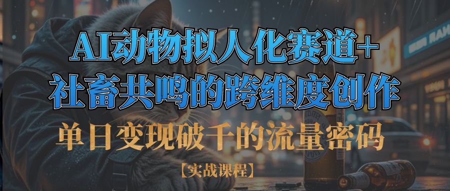 单日变现破千的流量密码,AI动物拟人化赛道+社畜共鸣的跨维度创作-副业金库
