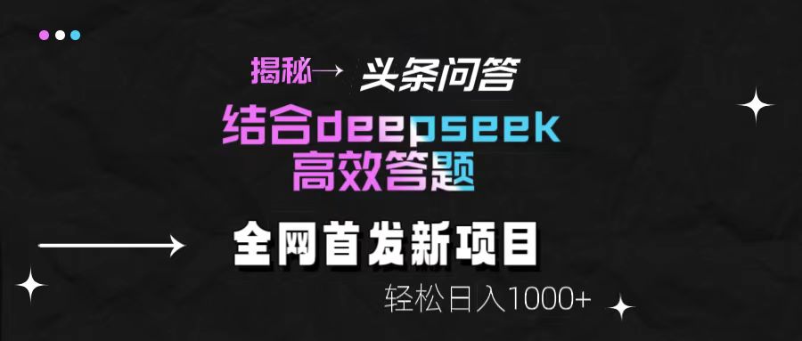 揭秘头条问答新玩法！结合deepseek高效答题，轻松日入1000+-副业金库