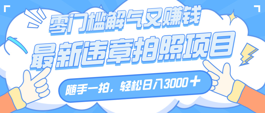 解气又赚钱的项目，随手一拍，轻松收入3000+，最新违章拍照赚钱-副业金库
