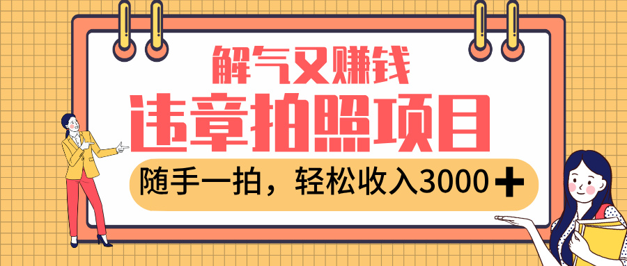 最新违章拍照赚钱，解气又赚钱的项目，随手一拍，轻松收入3000+-副业金库