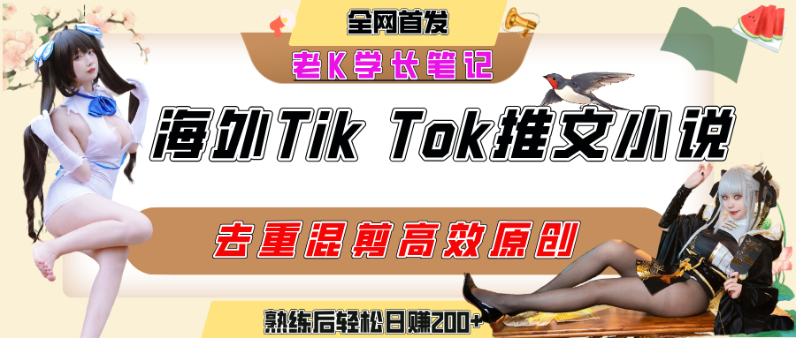 海外tiktok小说推文暴力项目，高停留率，高转化率，上手后一天搞顿饭钱不是问题-副业金库