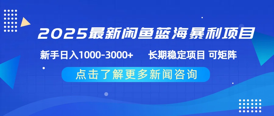 2025最新闲鱼蓝海暴利项目 ，新手日入1000-3000+ 长期稳定项目 可矩阵-副业金库