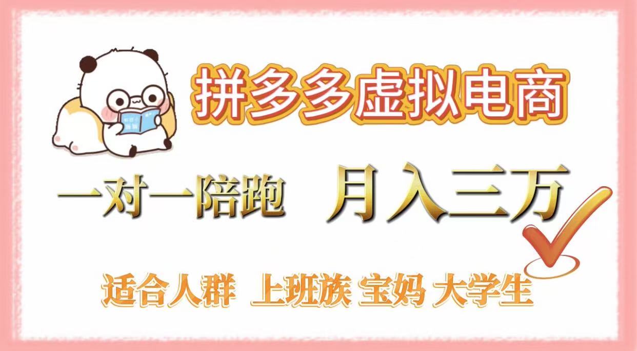 拼多多虚拟电商,一对一陪跑,月入3万,0囤货,轻资产,不发货-副业金库