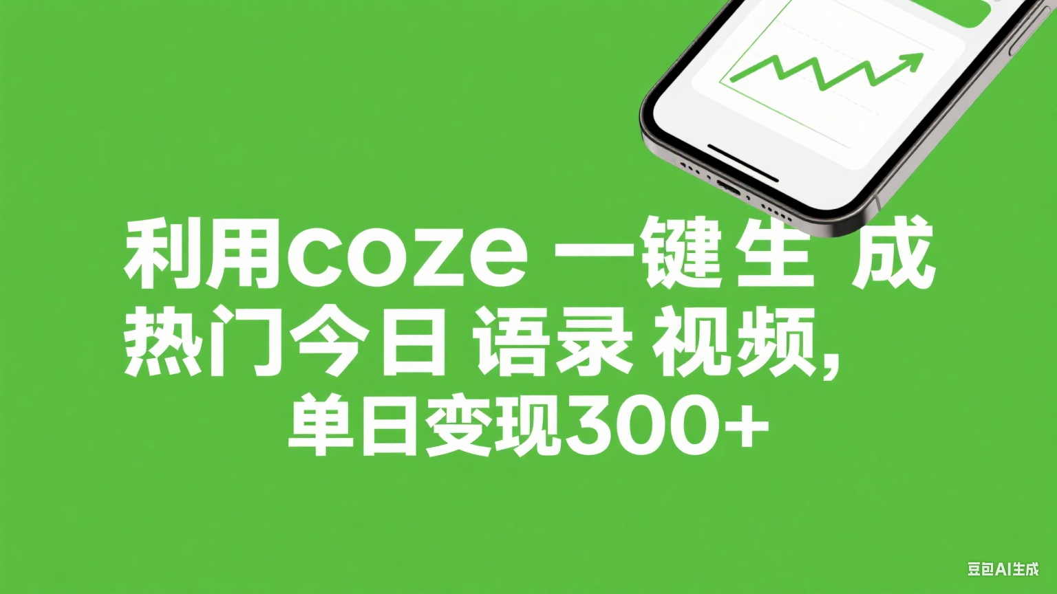 利用coze一键生成热门今日语录视频,单日变现300+-副业金库