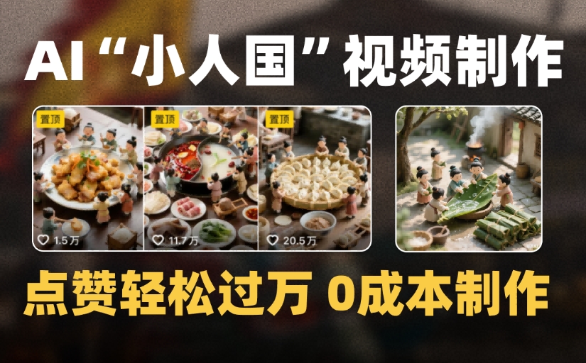 爆款1000W+微缩景观迷你小人国AI视频，0成本制作全流程教学-副业金库