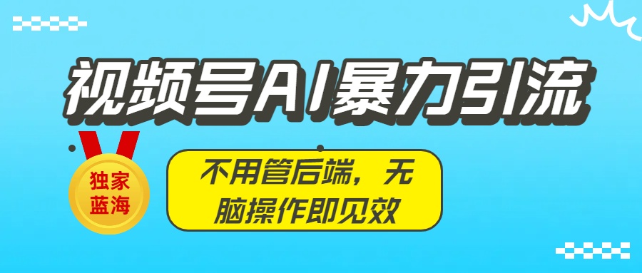 独家蓝海!视频号AI暴力引流:不用管后端,无脑操作即见效-副业金库