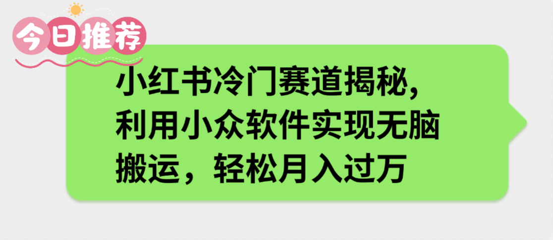 小红书冷门赛道揭秘,利用小众软件实现无脑搬运，轻松月入过万-副业金库