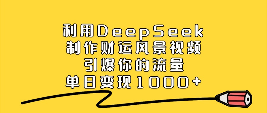 利用DeepSeek制作财运风景视频，直接引爆你的流量，单日变现1000+-副业金库