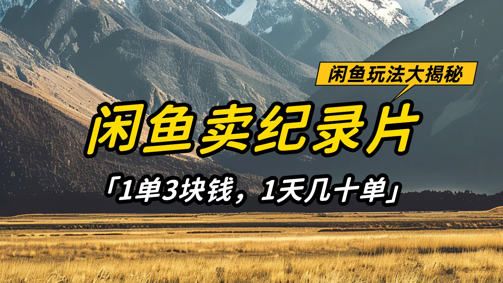 闲鱼卖纪录片1单3块钱，1天几十单，项目稳定有潜力-副业金库