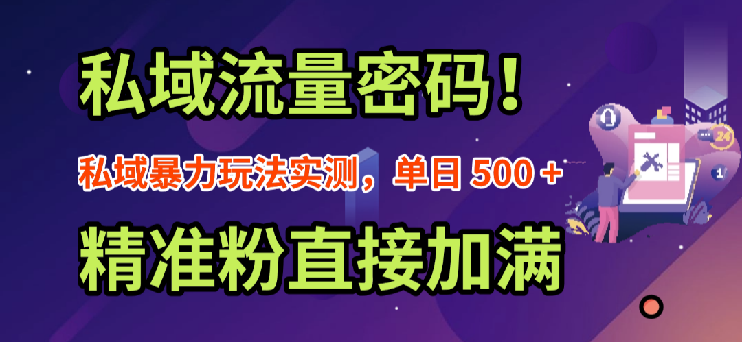 私域流量密码！私域暴力玩法实测，单日 500 + 精准粉直接加满-副业金库