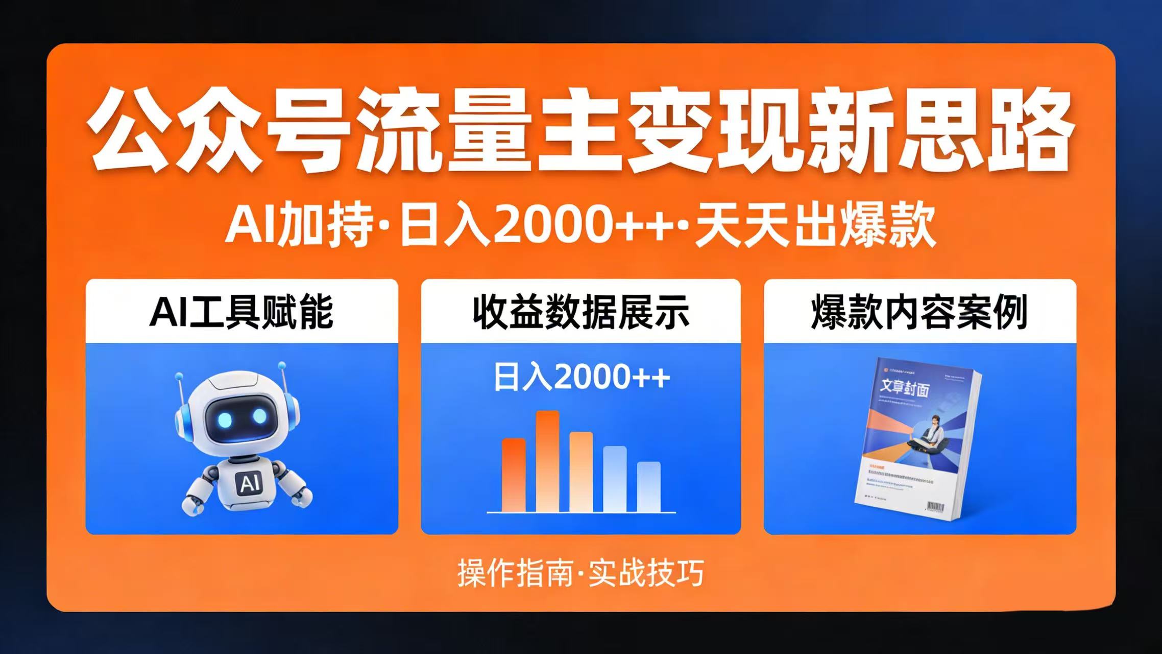 公众号流量主变现新思路：AI 加持，日入 2000++ 天天出爆款-副业金库