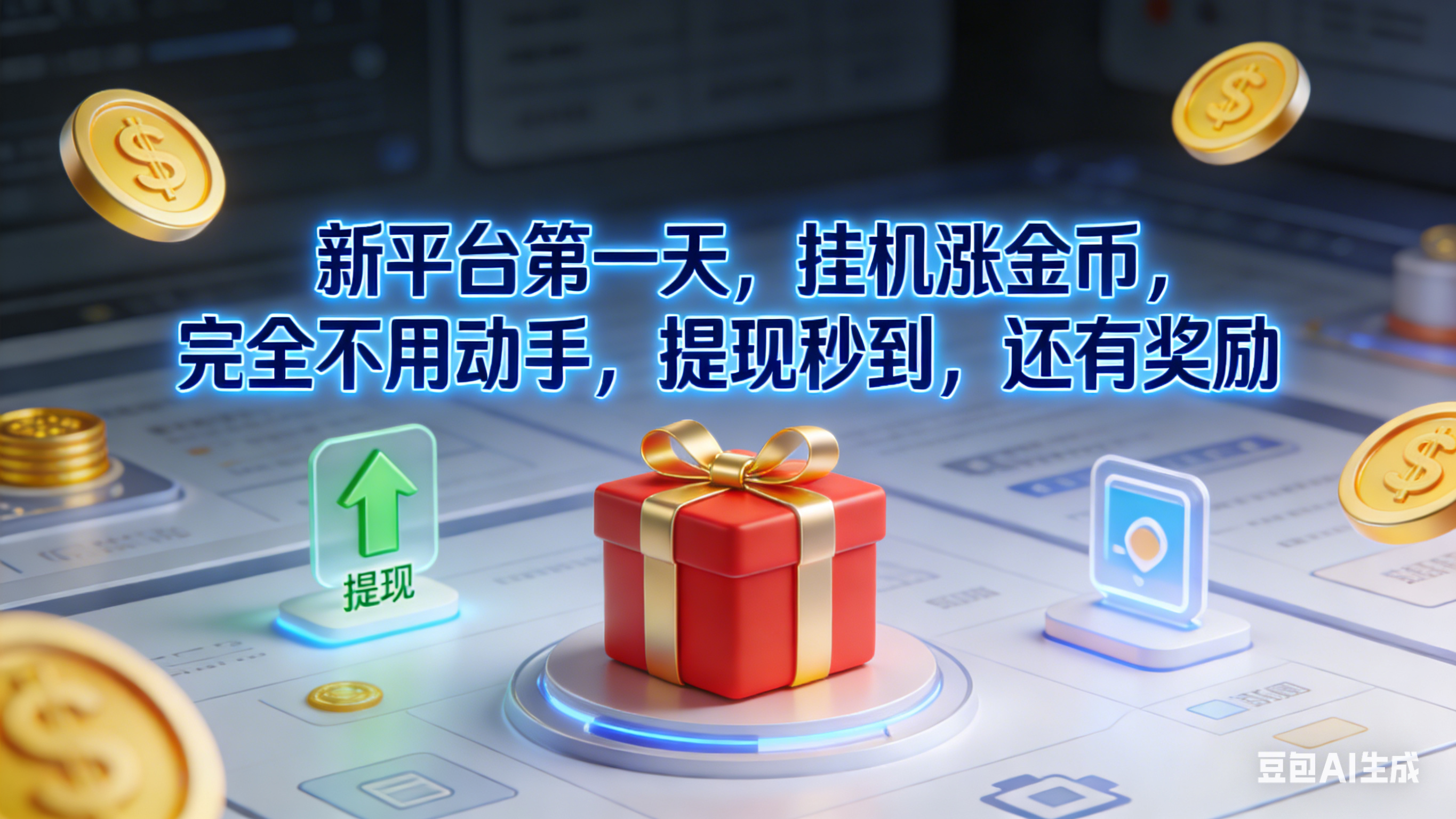 新平台第一天，挂机涨金币，完全不用动手，提现秒到，还有奖励-副业金库