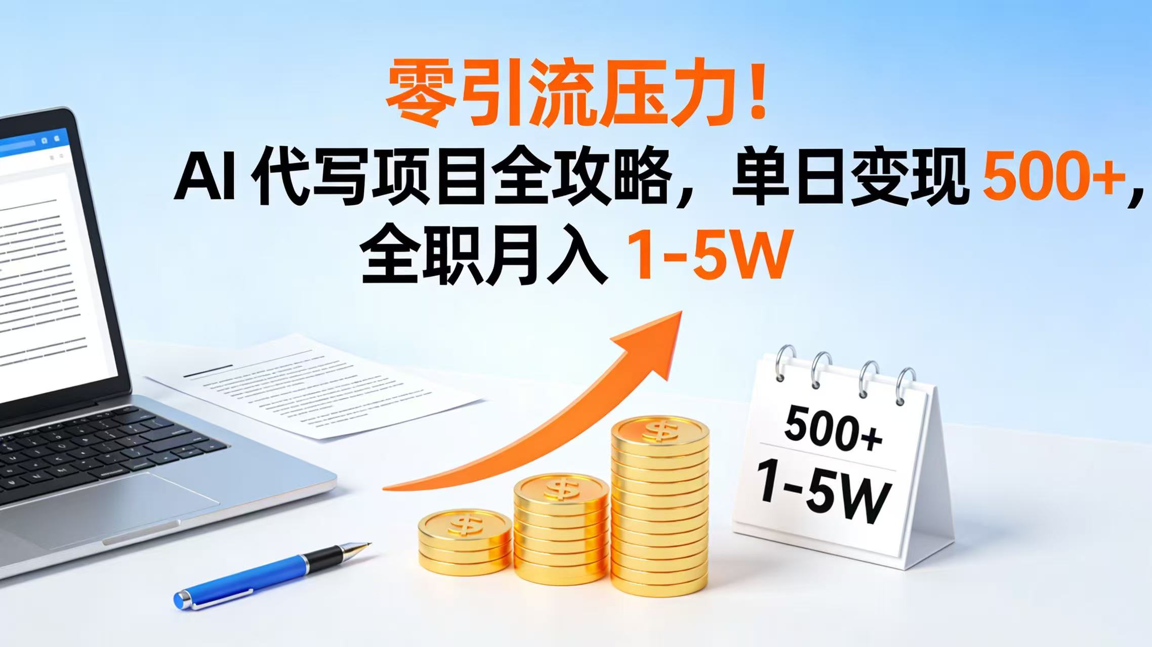 零引流压力!AI 代写项目全攻略,单日变现 500+,全职月入 1-5W-副业金库