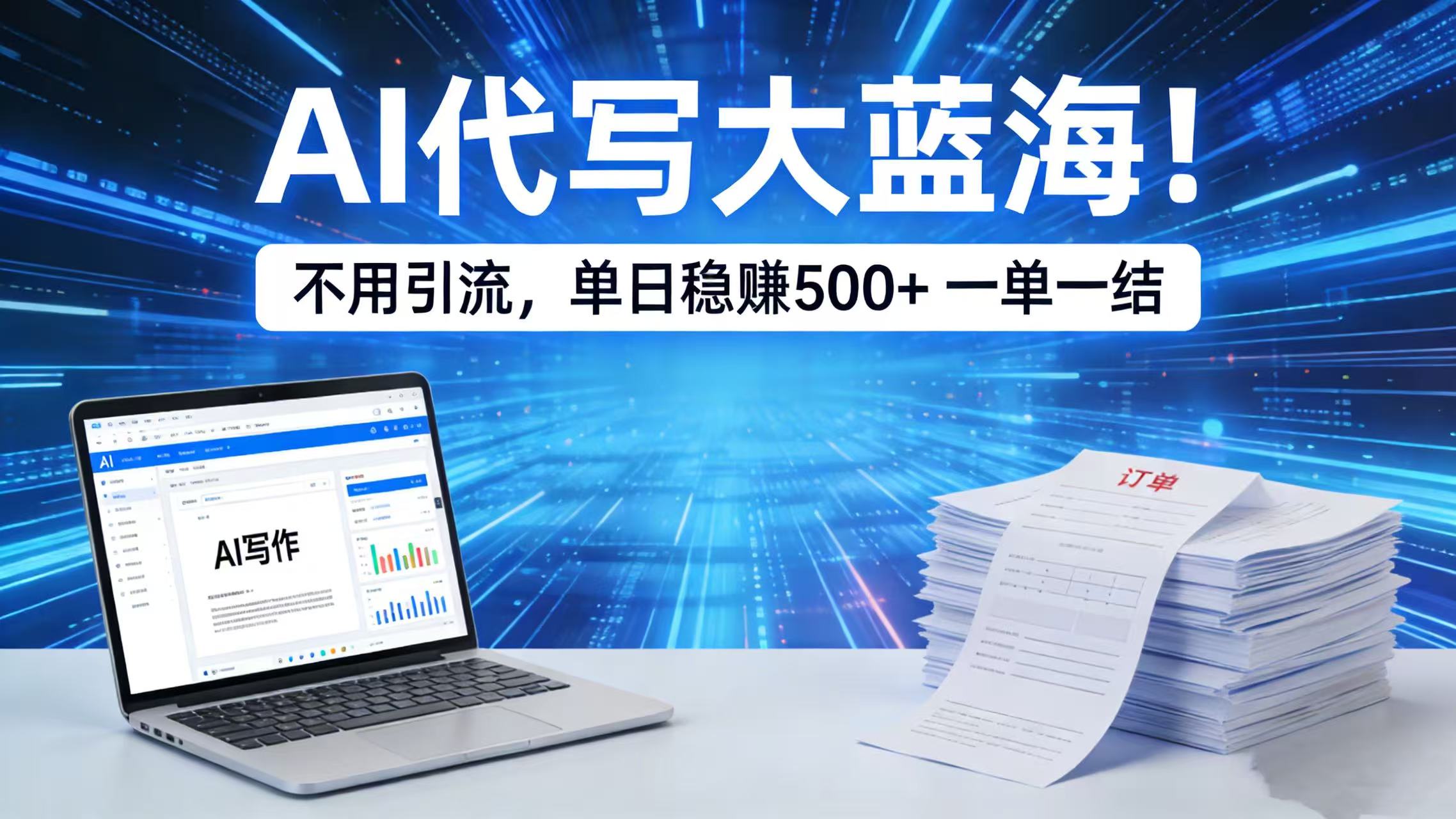 AI 代写大蓝海！不用引流，单日稳赚 500 + 一单一结-副业金库