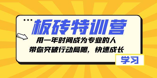 板砖特训营，用一年时间成为专业的人，带你突破行动局限，快速成长-副业金库