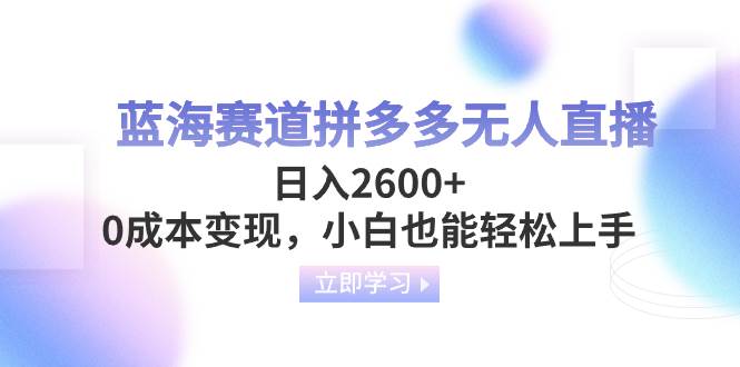 蓝海赛道拼多多无人直播,日入2600 ,0成本变现,小白也能轻松上手-副业金库