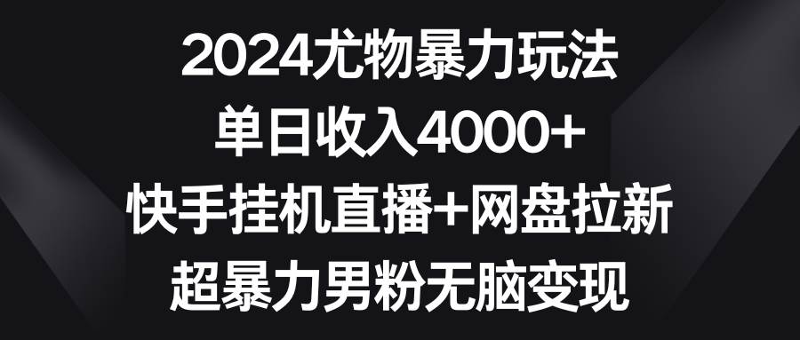 2024尤物暴力玩法 单日收入4000+快手挂机直播+网盘拉新 超暴力男粉无脑变现-副业金库