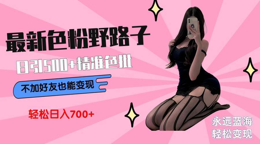 最新色粉变现野路子，日引500+老色批 可不加好友直接变现 小白轻松日入700+-副业金库
