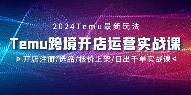 2024Temu跨境开店运营实战课，开店注册/选品/核价上架/日出千单实战课-副业金库