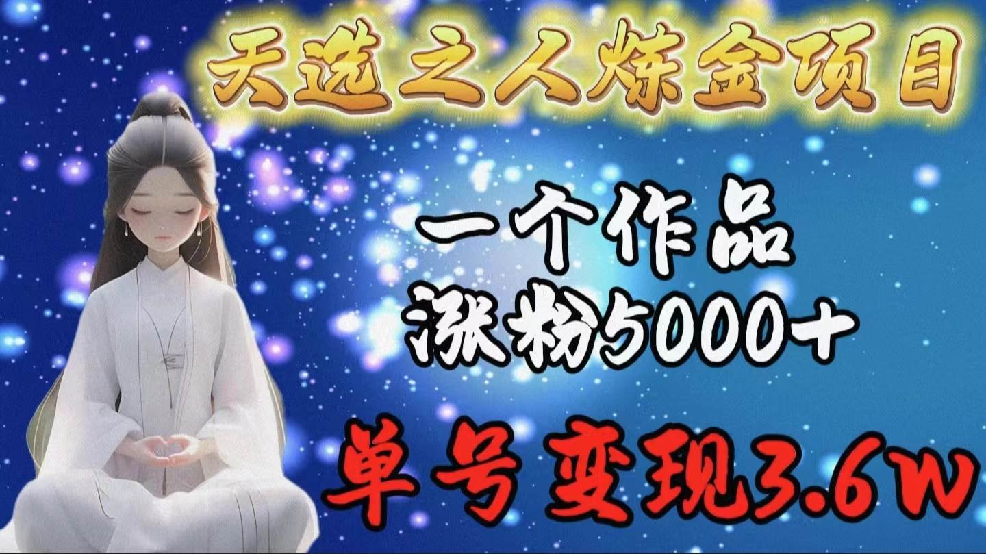 天选之人炼金项目，一个作品涨粉5000+，单号变现3.6w-副业金库